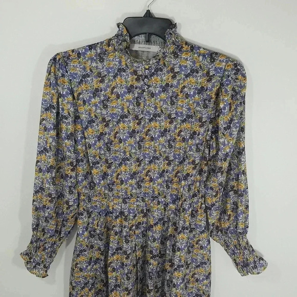 {AVANTLOOK} Printed High Collar Dress In Purple Multi - Picture 8 of 17